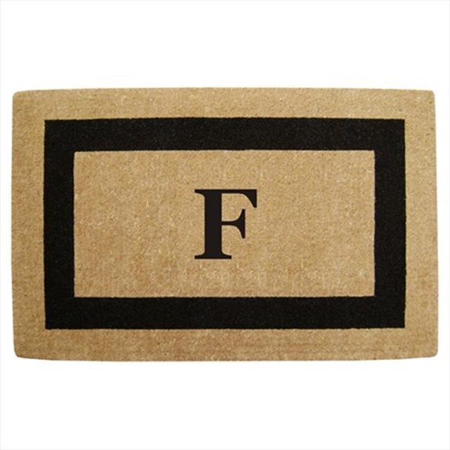 Nedia Home 02080F Photo Unique - Cadre Noir 30 x 48 Po Paillasson en Fibre de Coco Robuste - Monogrammé F
