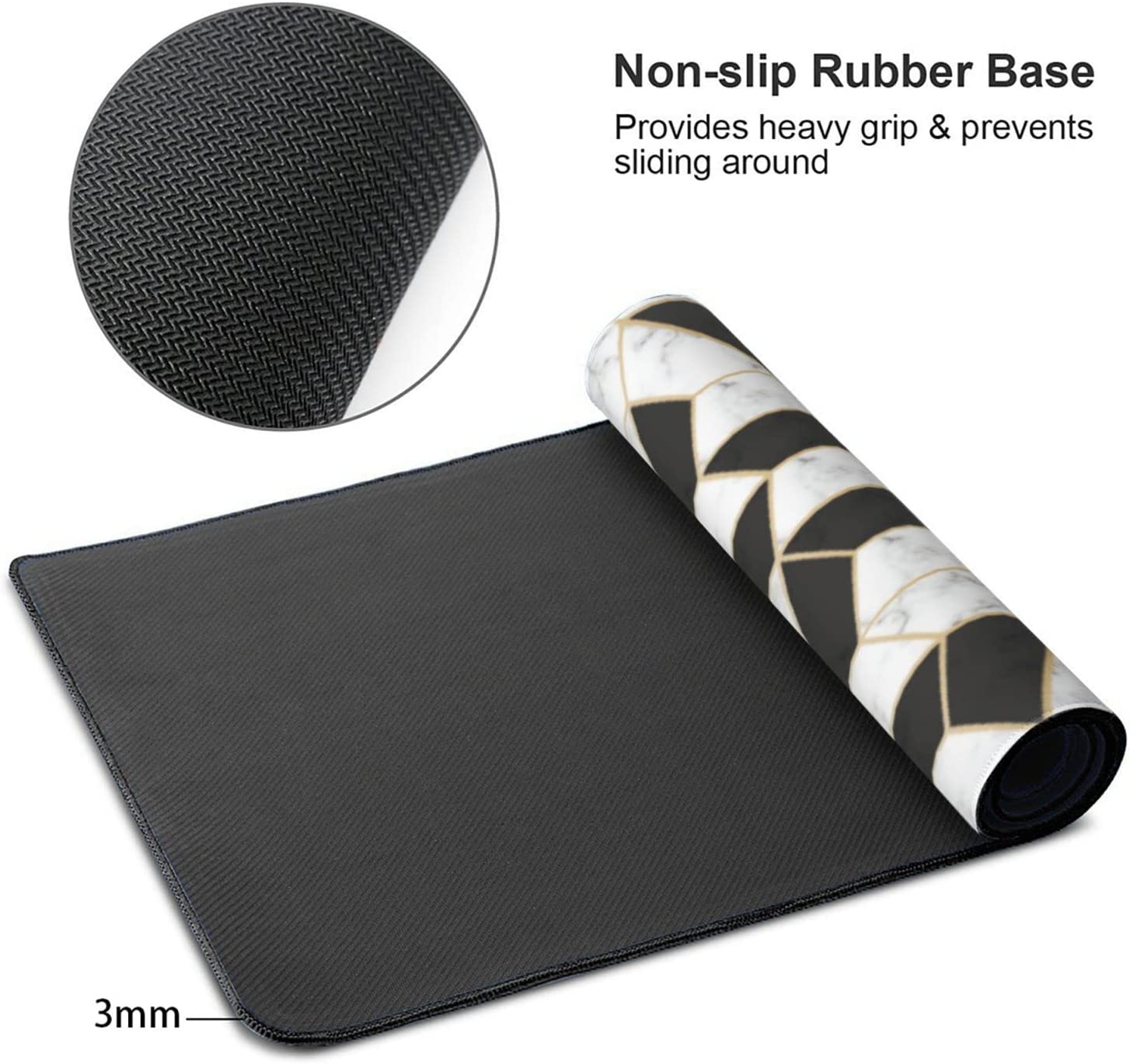 Extended Mouse Pad, Cubes Marble Gaming Mouse Pad, Large Big Mouse Pad Keyboard Mat Desk Pad with Non-Slip Base and Stitched Edge for Work, Game, Office - 35.5" x 16"