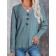 thumbnail image 2 of Jersey de manga larga con cuello de pico y botones para mujer, jersey de punto acanalado de Color liso, Jersey holgado informal, jersey XL TUNC Sencillez, 2 of 4
