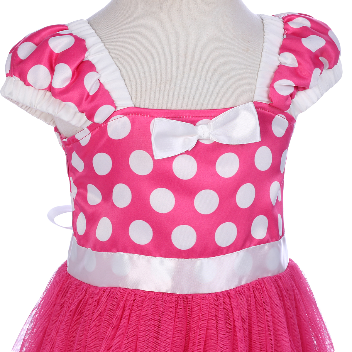 IBTOM CASTLE Toddler Girls Polka Dots Princess Party Cosplay Pageant Fancy Dress up Birthday Tutu Dress + Ears Headband Outfit Set 3-4 Years Hot Pink - image 5 of 8