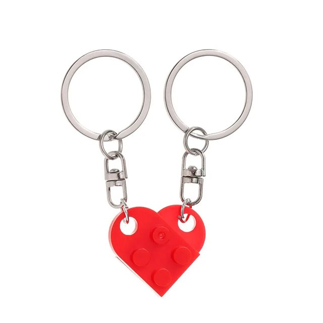 Llaveros de bloques de construcción de corazón de amor para parejas, llavero de ladrillo de corazón de amor Separable, regalo de joyería para hombres y mujeres, 1 par