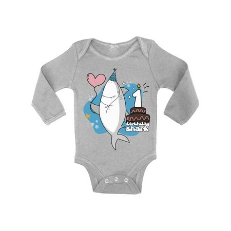 

Awkward Styles 1st Birthday Party I am One Romper Baby Bodysuit Long Sleeve Shark Romper Shark Themed B Day Party Gifts for One Year Old Kids Shark One Piece Top Shark Gifts for Babies Shark Top