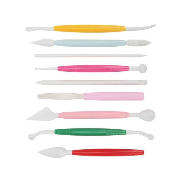 Herramientas de arcilla de plástico para niños, juego de herramientas de escultura de arcilla de modelado de talla de plástico Mango antideslizante 9 piezas Bordes más suaves para la escuela para bric