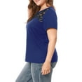 thumbnail image 4 of Agnes Orinda Women's Plus Size Lace Insert Short Sleeves Round Neck T-shirts, 4 of 6