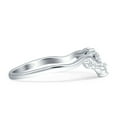thumbnail image 5 of Curved Contour Leaves Band Cubic Zirconia White Tone 925 Sterling Silver, Size 8, 5 of 7