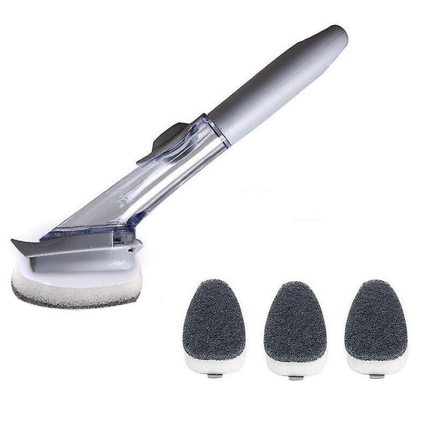 Cepillo de limpieza de mango largo con cabezal extraíble, dispensador de jabón esponjoso, juego de cepillos para lavar platos, herramientas de limpieza de cocina