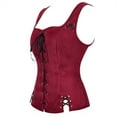 thumbnail image 2 of Grebrafan Corset Pirate Burlesque Lace up Clothing for Women Wine Red M, 2 of 5