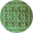 thumbnail image 1 of Ahgly Company Machine Washable Indoor Round Oriental Turquoise Blue Industrial Area Rugs, 4' Round, 1 of 4