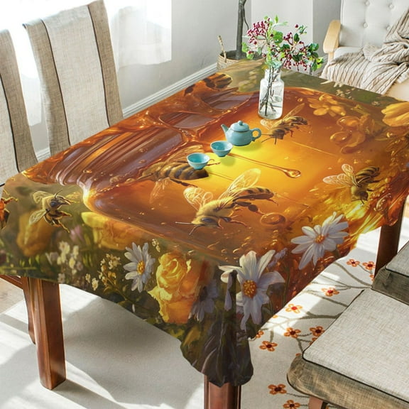 YAZAOO Square Tablecloth Busy Bee Take Honey Pattern Tableclothes