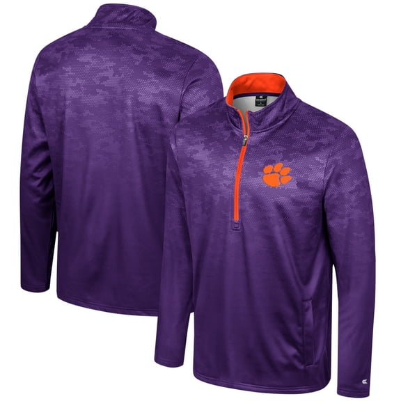 Men's Colosseum Purple Clemson Tigers The Machine Half-Zip Jacket