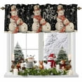 thumbnail image 4 of Kitchen Valances for Window, Christmas Snowman Snowflakes Seamless Light Filtering Rod Pocket Valance Curtain, Winter Snow on Black Short Curtains Window Topper for Bedroom 54x18in, 4 of 7