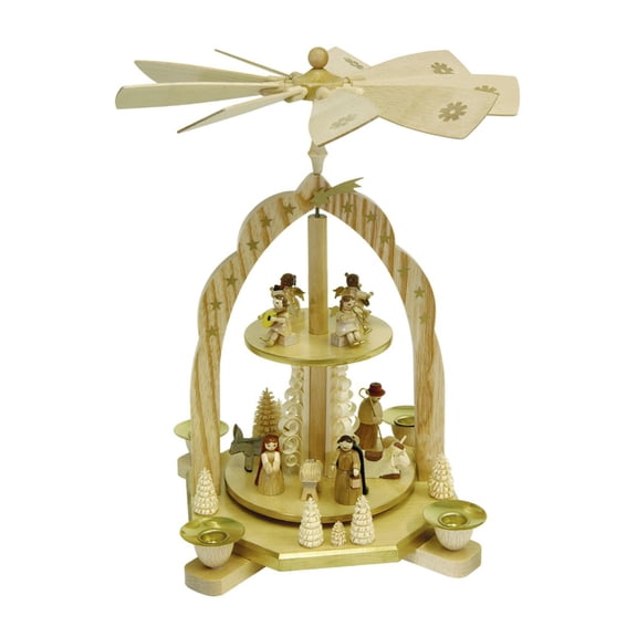 Alexander Taron 11.75" Richard Glaesser Nativity Scene and Angels Christmas Pyramid Candle Holder