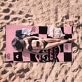 thumbnail image 5 of PATLOLLAV Microfiber Beach Towel for Adult , Pink and Black Plaid Quick Dry Pool Bath Towel Oversized Lightweight Compact Sand Free Travel Towel for Swimming Camping 71x35 in, 5 of 5