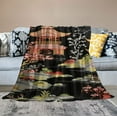 thumbnail image 2 of ONETECH  Throw Blanket Charcoal Coral Pagoda Flannel Blanket Chic Asian Blanket Asian Pagoda and Red Flower Blankets for Bed Cozy Decorative Blankets &amp; Throws, 2 of 6