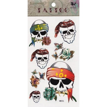 Temporary Tattoo Skulls and Roses Tattoo