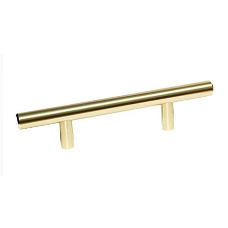 3 1/2' Brass Cabinet Bar - Satin Brass Cabinet Hardware Euro Style Bar Handle Pull - 3