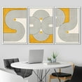 thumbnail image 2 of IDEA4WALL Framed Canvas Print Wall Art Set of 3 Black & Yellow Zebra Stripe Pattern Illustrations Abstract Geometric Modern Art Boho Logic Wall Decorative Artwork for Room Decor - White 24"x36"x3, 2 of 5
