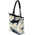 thumbnail image 3 of Whale Stylish Canvas Leather Mix Handbag with Twill, Sponge, Jeanette Material - 30x10.5x39cm Dimensions, 3 of 5