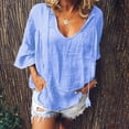 thumbnail image 2 of Moda mujer verano casual 1/2 manga cuello redondo blusa sólida camiseta Wmkox8yi  bvn1549, 2 of 8