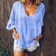 thumbnail image 2 of Moda mujer verano casual 1/2 manga cuello redondo blusa sólida camiseta Wmkox8yi  bvn1548, 2 of 8