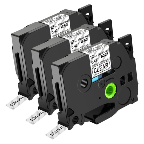 NineLeaf 3 Pack Compatible for Brother P-Touch Black on Clear TZe TZ Label Maker Tape TZe-S131 TZ-S131 12mm 0.47'' Extra Strength Laminated Label Tape