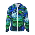 thumbnail image 2 of Uemuo Colorful Stained Glass Crocodile Pattern Women's Full Zip UPF 50+ Sun Protection Hoodie Jacket Long Sleeve Sun Shirt Hiking Outdoor Performance with Pockets-Small, 2 of 9