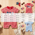 thumbnail image 3 of Povozer My First Baby Boy Outfit Tractors Overalls Striped Romper Newborn Clothes for Boys,Size 12-18 Months,Red, 3 of 5