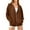 Coffee, variant on Women's Zip Up Hoodies Plus Size Drawstring Long Sleeve Solid Color Sweatshirts Fall Winter Fashion Casual Hooded Jacket