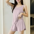 thumbnail image 2 of Amidoa Sheer Pj Sets for Women Pink Solid Elastic Waist Shorts Summer Ruffle Tank Outfits Women's Sleepwear XXXL, 2 of 5