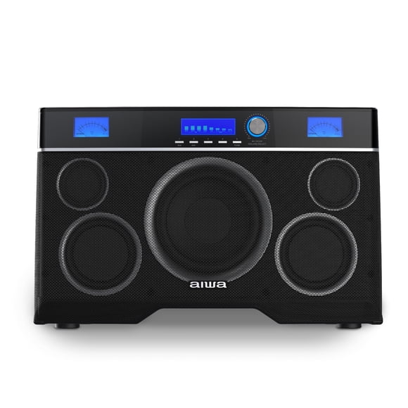 Aiwa Exos-10 Portable Bluetooth Speaker, 200W RMS Power, 6.5” Subwoofer, Deep Bass, Party Sync, Backlit Display, FM/BT/USB/AUX, Remote Control, Carry Strap, Bluetooth V5.0