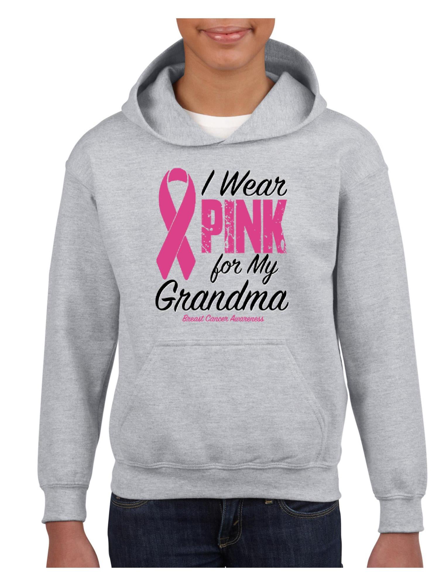 Cancer Awareness I Wear Pink for My Grandma Unisex Hoodie For Girls and Boys Youth Sweatshirt