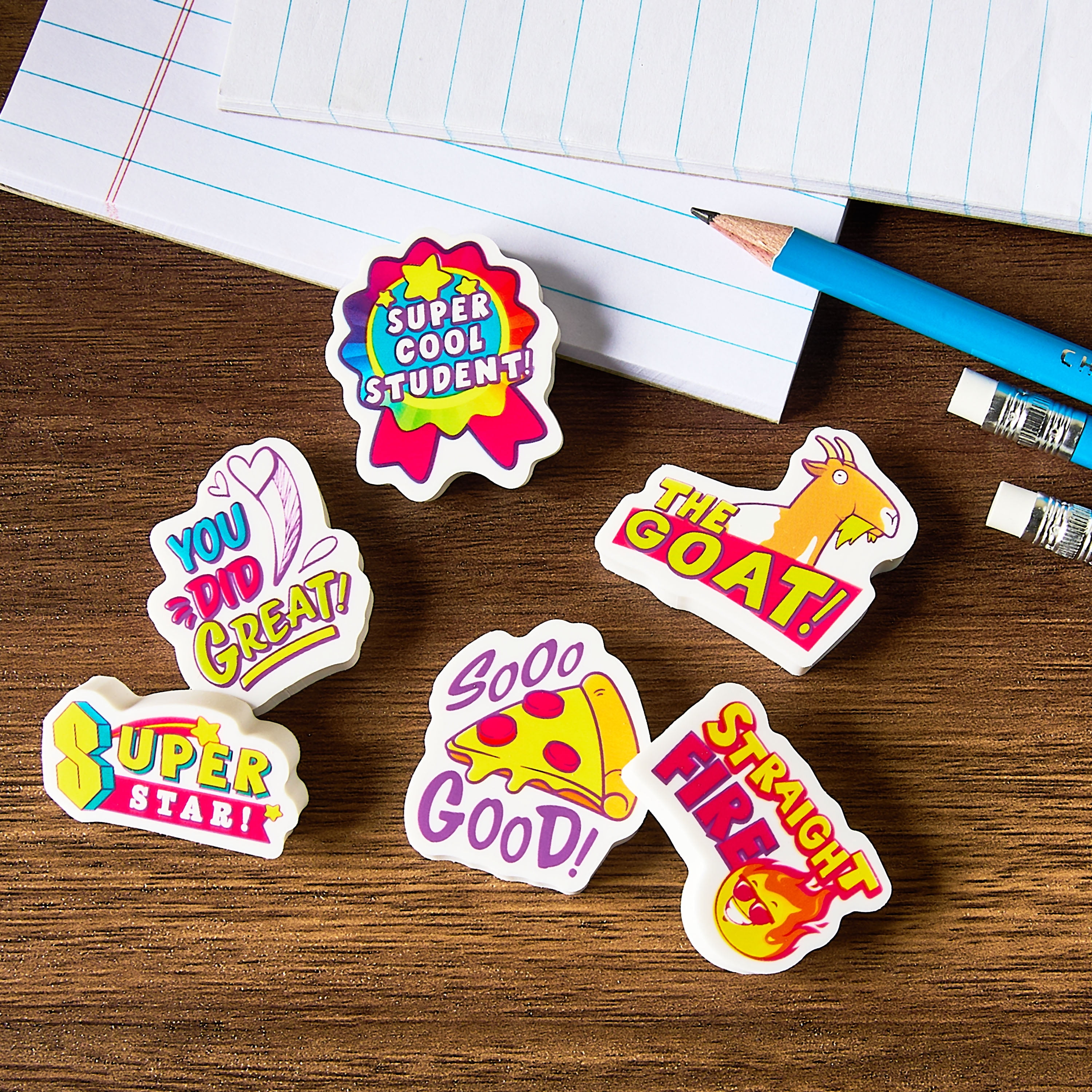 Pen+Gear Reward Erasers Teacher Bucket, 60 Count, Assorted Designs