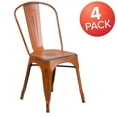 thumbnail image 4 of Commercial Grade 4 Pack Distressed Orange Metal Indoor-Outdoor Stackable Chair, 4 of 9