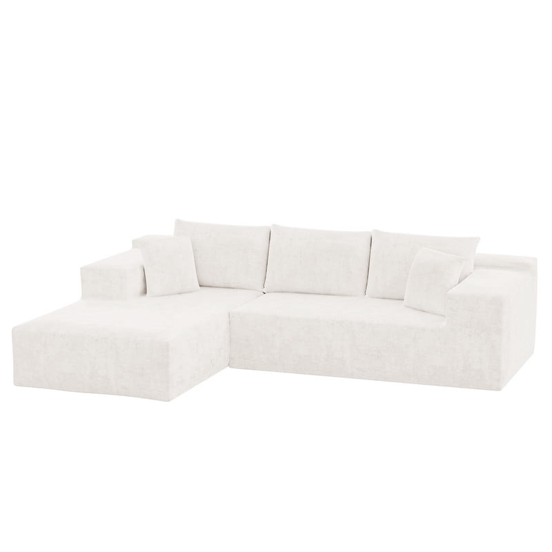 Homall 108" Sectional Sofa Boneless Cloud Couch with L-Shape Chaise Modular Sofa Couch with Deep Seat No Assembly for Living Room,Studio,Apartment,Chenille Beige