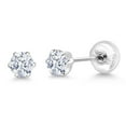 thumbnail image 5 of Gem Stone King Platinum White Zirconia Stud Earrings for Women Men (0.34 Cttw, Gemstone Birthstone, Round 3.5MM), 5 of 6