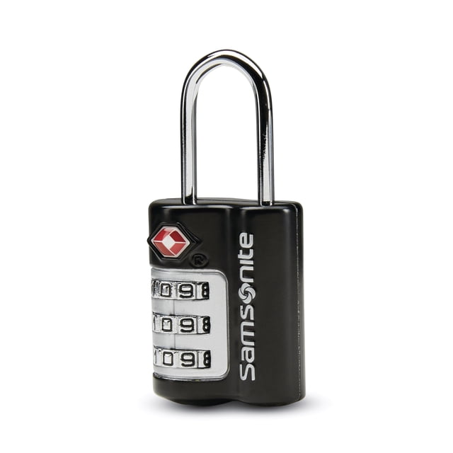 Candado Samsonite de combinación de 3 dígitos aprobado por TSA en color negro