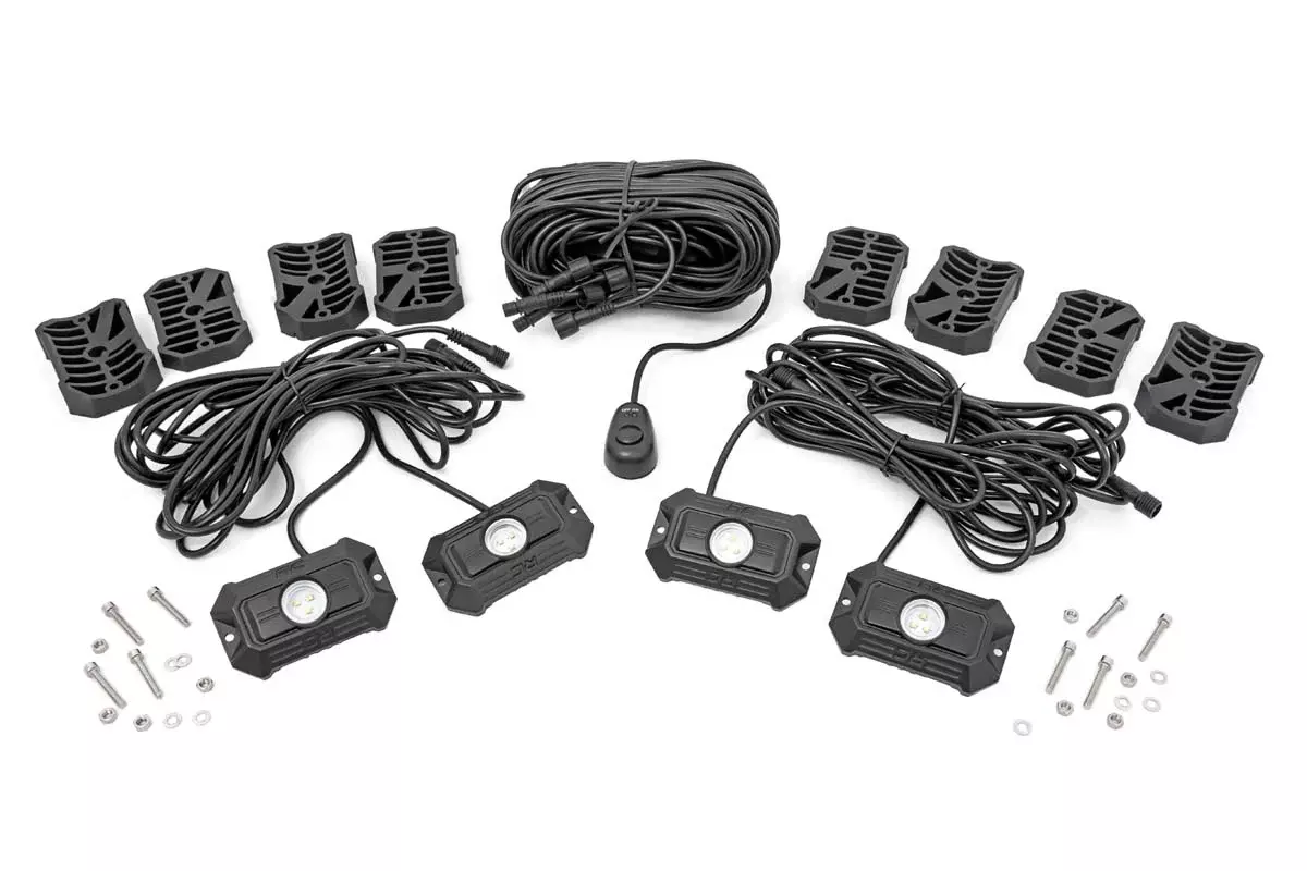 Rough Country Deluxe LED Rock Light Pods w/Mounting Kit | 4 Pods - 70980