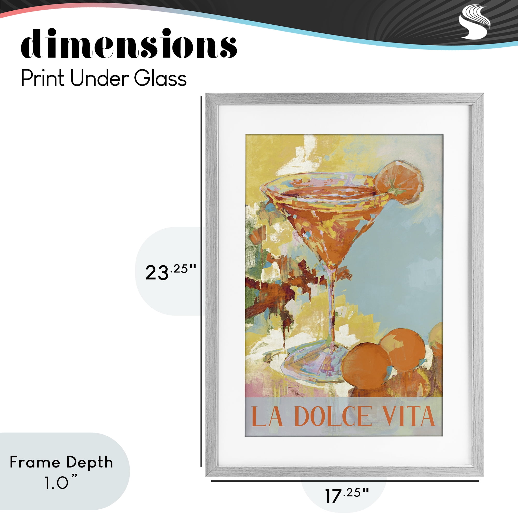 Stupell Industries La Dolce Vita Citrus Cocktail Gray Framed Print Under Glass, design by Jane Slivka