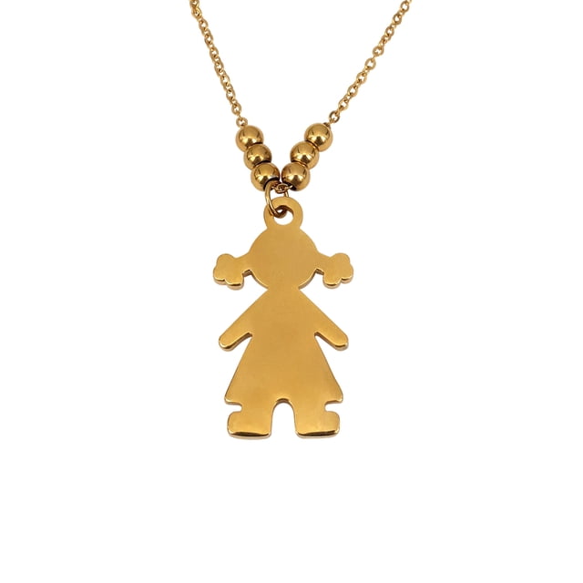 Collar MOLA Tag de Niña Acero Inoxidable Baño de Oro