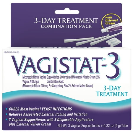 Vagistat - 3 Day Treatment for Yeast Infections, 3 Suppositories (Miconazol Nitrate 200mg Suppositories plus 2% External (Best Cure For Water Infection)