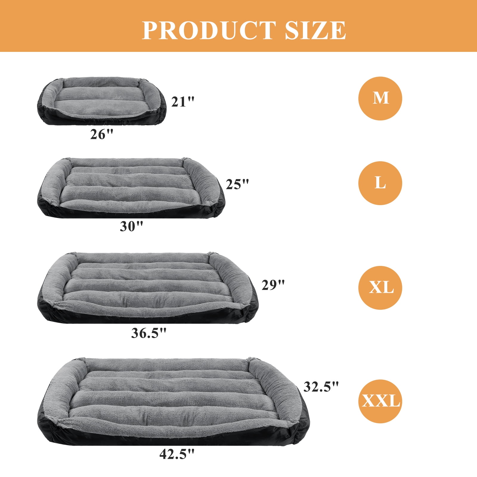Vaukki Pet Bed for Large Dogs,Washable Pet Sleeping Mat with Waterproof Lining and Non-Skid Bottom,42.5" x 32.5",Black