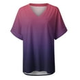 thumbnail image 4 of Lindreshi Short Sleeve Shirts for Women Clearance Women's Fashion Casual Gradient V-neck Short Sleeve Loose T-shirt Tops, 4 of 4