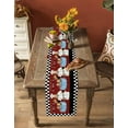 thumbnail image 5 of ERUNPONLY Fat Chef Table Runner - 72 Inch Long Black White Checkered Farmhouse Red Kitchen Cook Cotton Linen Blended Dress Scarves Farmhouse Table Runner for Kitchen Dining, Coffee Table, 16"x72", 5 of 8