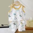 thumbnail image 2 of Paguaki Girls Toddler Baby Summer Clothes 3 6 12 18 Months 2T 3T 4T 5T Girls Cartoon Pattern Sleeveless Home Clothes Sleepwear Set, 2 of 5
