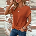thumbnail image 3 of Kukoosong Women's Crew Neck Short Sleeve Knit Crop Top with Asymmetrical Side Twist in Solid Color for Casual Loose Fit Comfortable Everyday Wear, 3 of 6
