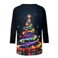 thumbnail image 4 of Christmas T Shirts For Women Crew Neck 3/4 Sleeve Print Pullover Tops Plus Size Loose Funny Graphic Xmas Holiday Blouse (M, Navy-A), 4 of 6