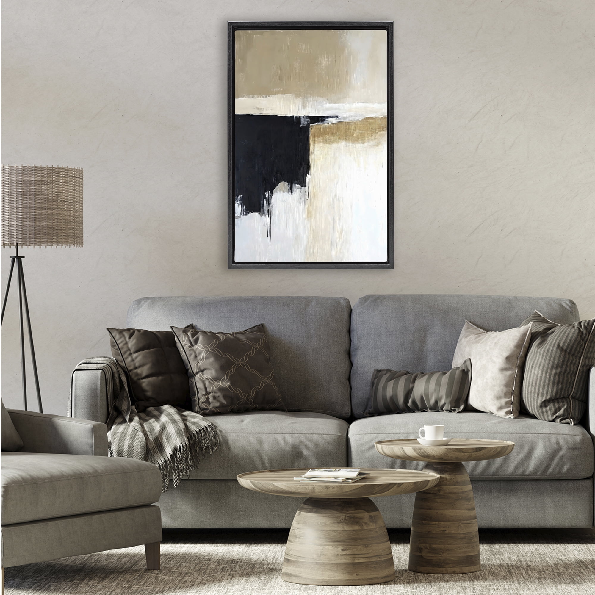 Stupell Industries Desert Shades Muted Neutrals Black Framed Floater Canvas Wall Art, design by Gina Kelly