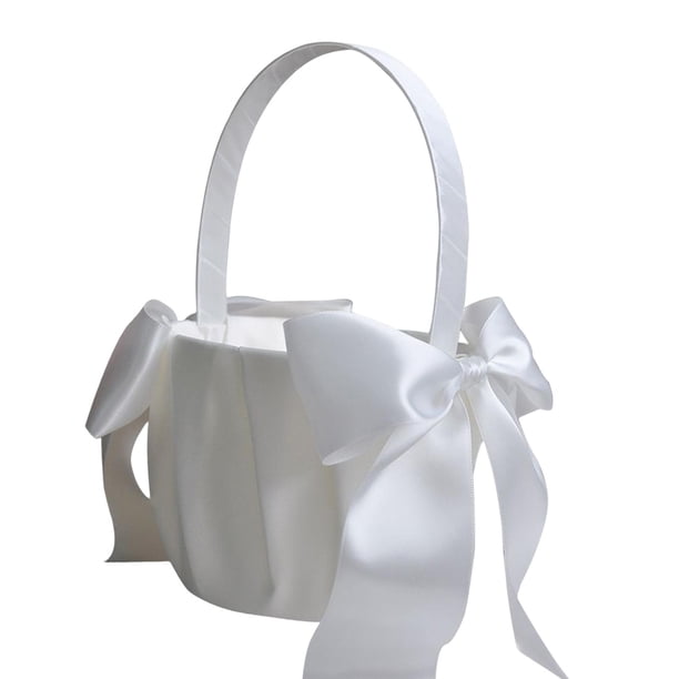 Cesta de flores de boda, cesta de flores con asa, cesta decorativa de boda occidental para la decoración de celebraciones de ocasiones de boda de Luz blanca Soledad Cesta de boda
