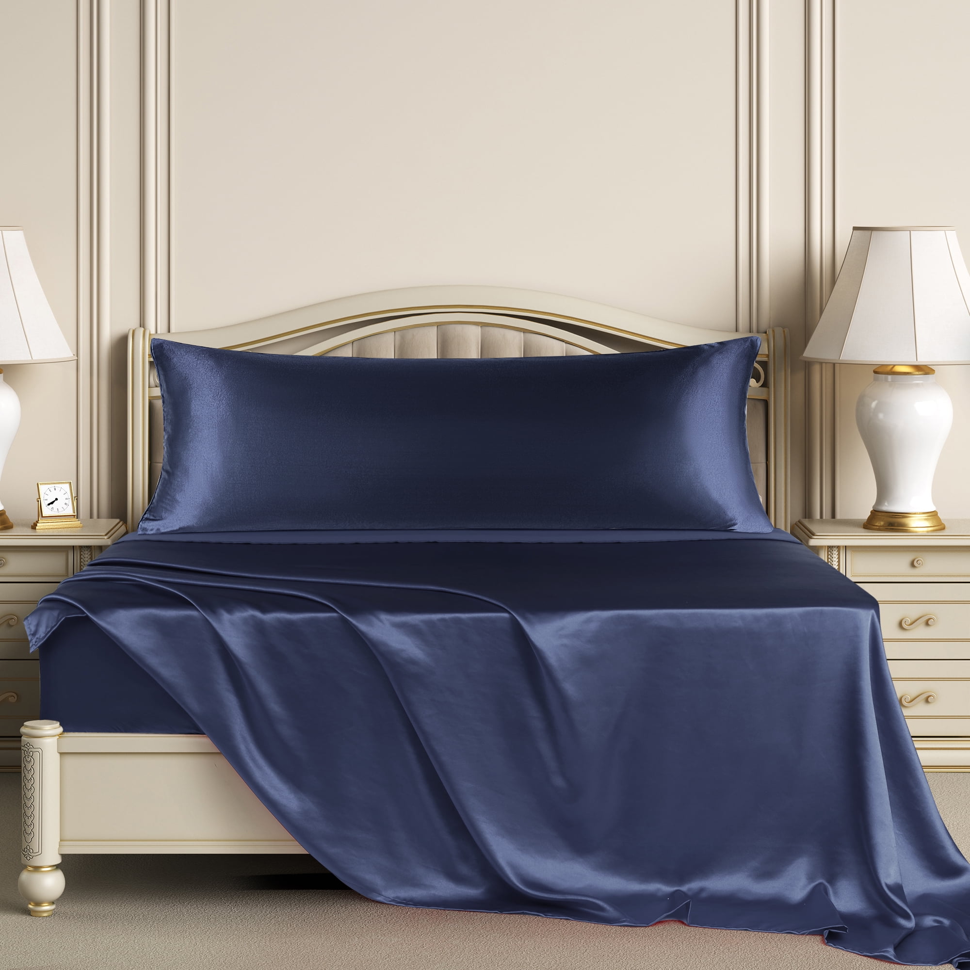 Unique Bargains 1 PC Satin Envelope Closure Body Pillowcases Navy 20"x54"