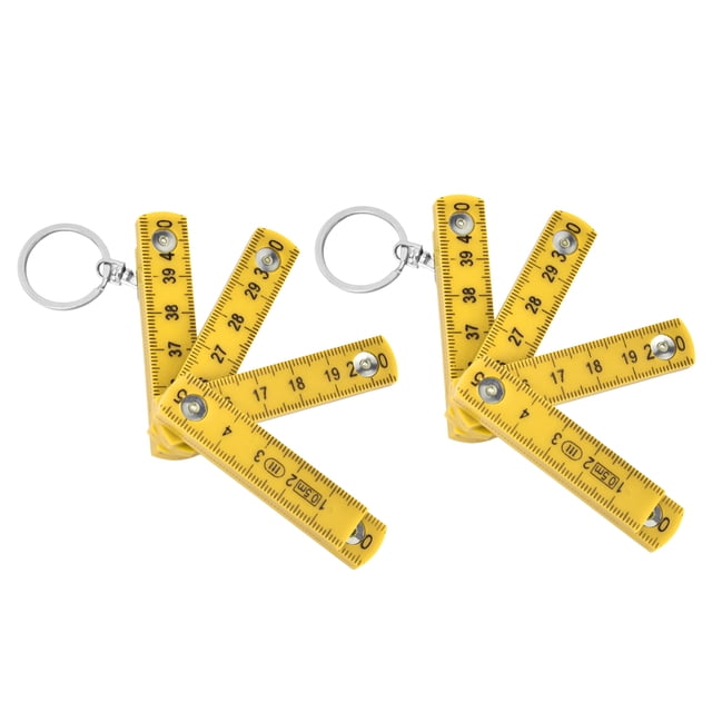 Juego de reglas plegables ABS, 2 piezas, 0,5 m, color amarillo, llavero, perfectas para carpintería y alicatado, portátiles y compactas